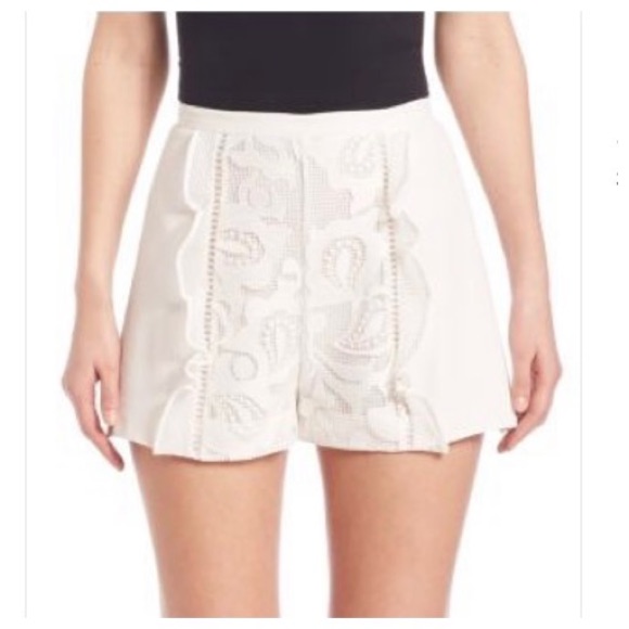 Alexis Macia Lace Ruffle White Shorts